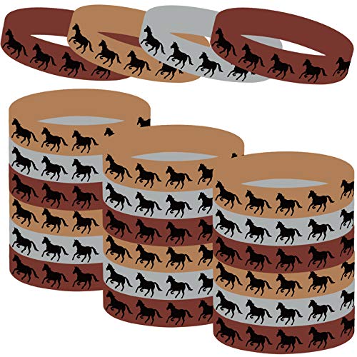 BignzwPlay 30PCS Horse Themed Party Rubber Bracelets - Kentucky Day Horse Animal Baby Shower Birthday Party Favors Supplies Decorations Goodie Bag Favor Stuffers Silicone Wristbands