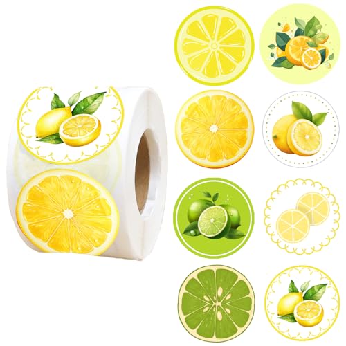 BignzwPlay 500 PCS Lemon Cutie Themed Stickers,Yellow Round Candy Sticker/Clementine Fruit/Baby Shower/Orange Clementine Birthday Party Decorations Supplies Favors Lemon Party Stickers